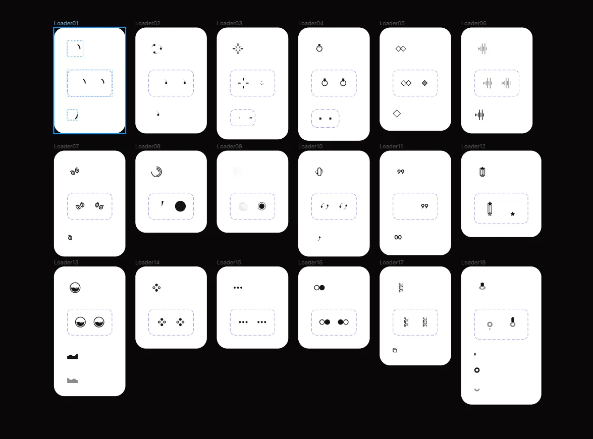 一组Figma社区共享的loading加载图标素材(含原型加载素材)