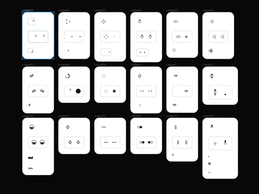 一组Figma社区共享的loading加载图标素材(含原型加载素材)
